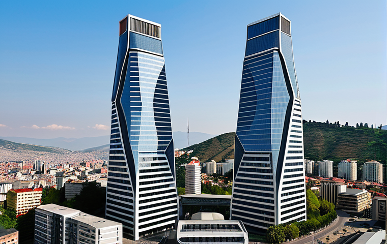 **Image Prompt:** Modern twin towers (Axis Towers) in Tbilisi, Georgia, dominating the skyline with a mix of office, residential, and hotel spaces. Show a vibrant city scene below with modern design elements.