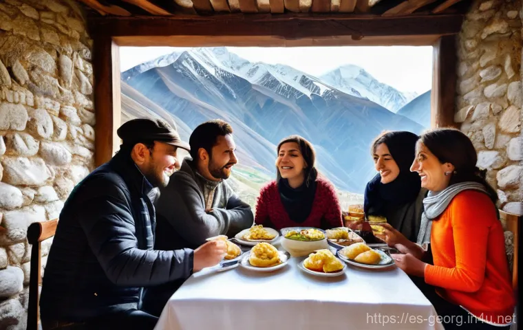 카즈베기 산 등산 가이드 - "A close-up, detail-oriented shot focusing on a person (gender-neutral, mid-30s) preparing their tre...