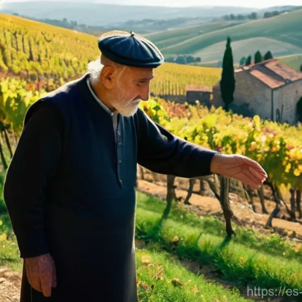 조지아의 주요 수출품 - **Prompt:** A serene and picturesque autumnal scene in a Georgian vineyard. An elderly, wise-looking...