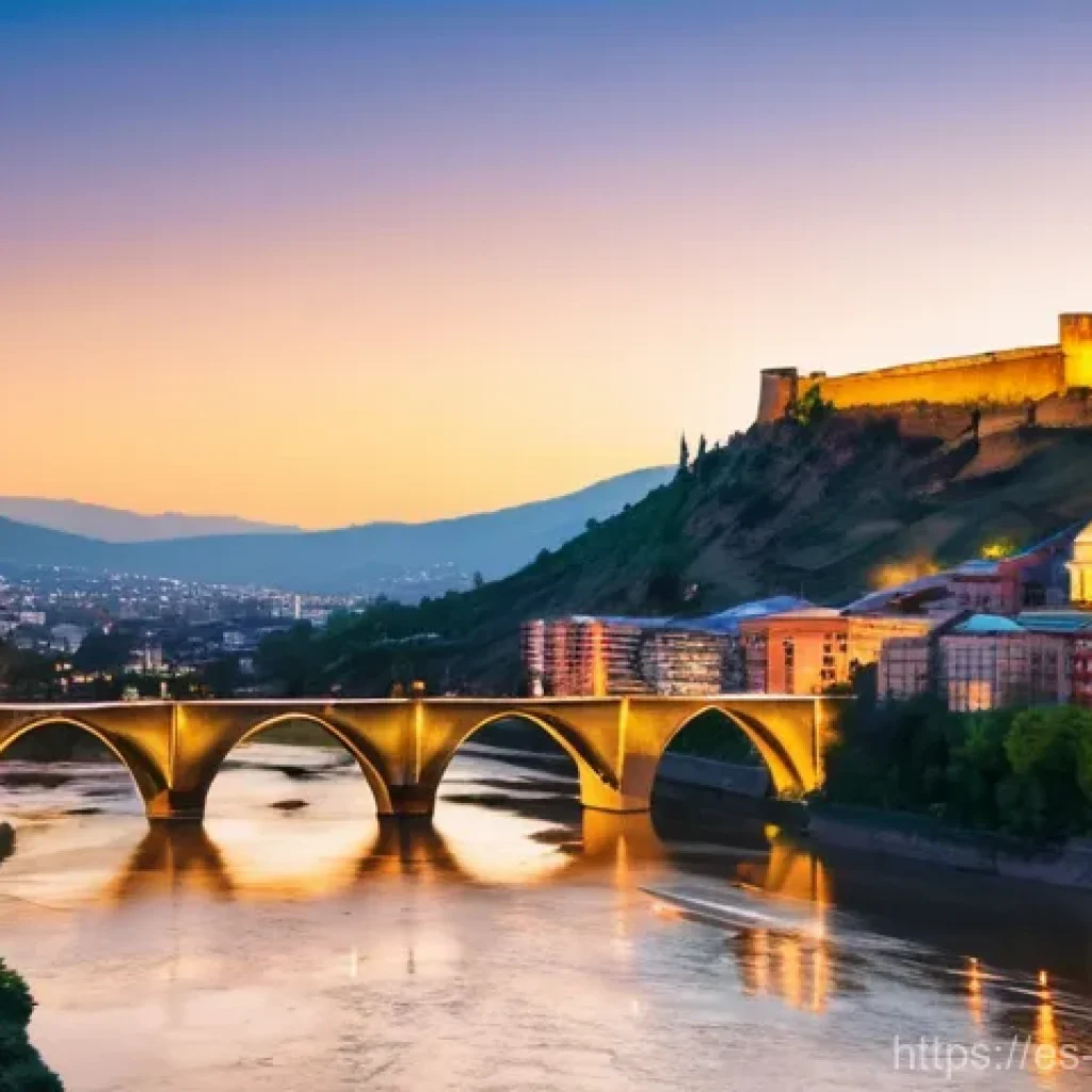 조지아에서 무료로 즐길 수 있는 활동 - **Prompt:** A breathtaking panoramic view of Tbilisi's Old Town at sunset. The historic quarter is c...