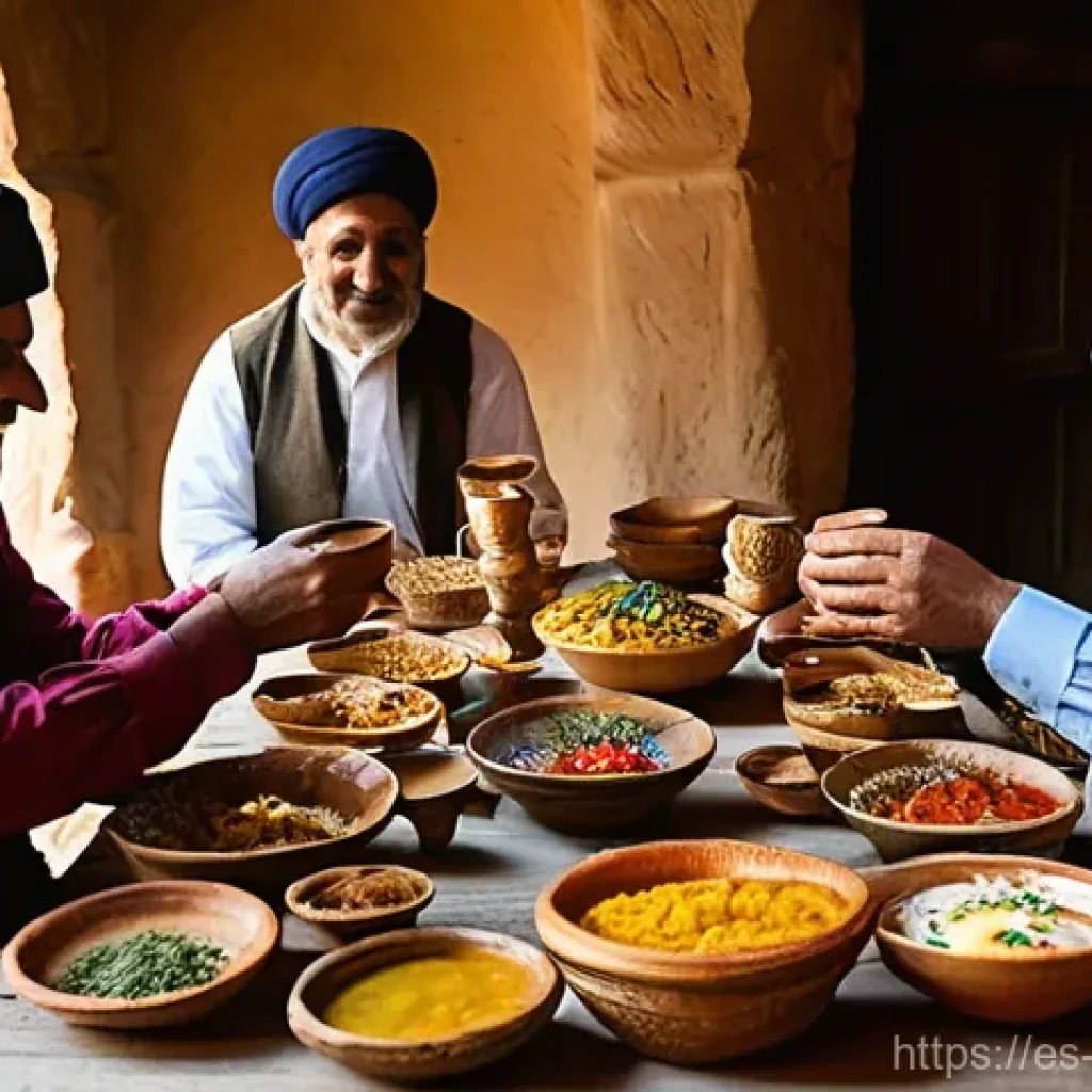 조지아 민족성 이해하기 - **Georgian Supra Feast in a Rustic Setting:**
"A vibrant and warm Georgian Supra (traditional fe...