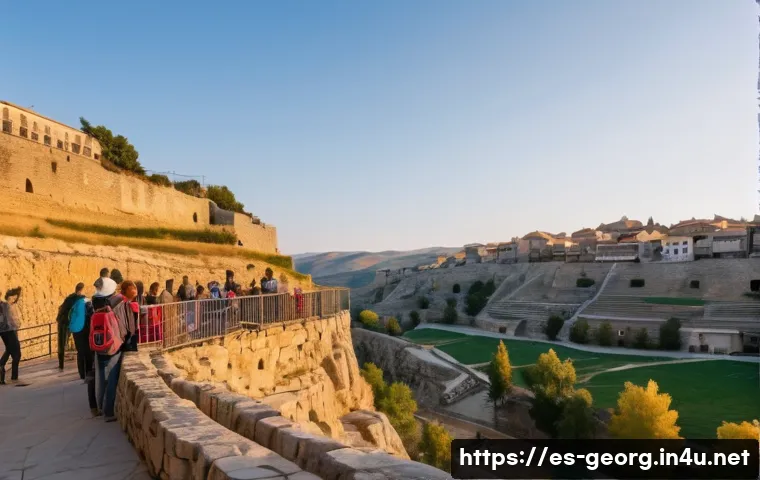 조지아 유적지 입장료 정보 - A panoramic view of the ancient cave city of Uplistsikhe in Georgia during golden hour, showcasing i...