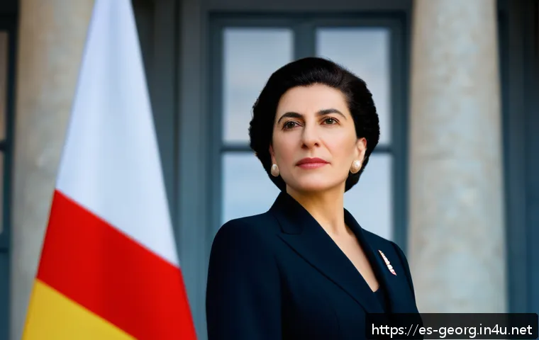 조지아 유명 인물 리스트 - A portrait of Salome Zourabichvili, Georgia&rsquo;s first female president, depicted in a formal setting w...
