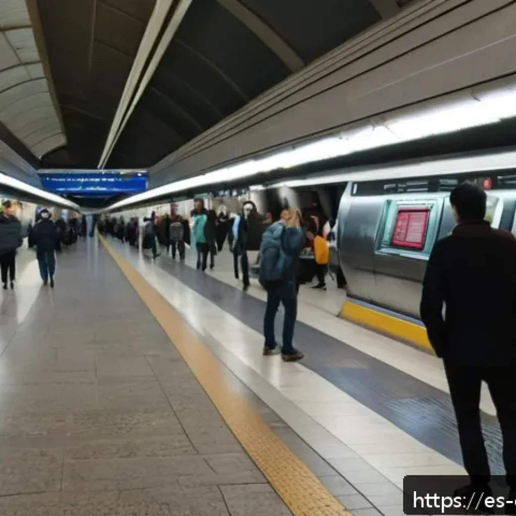 트빌리시 교통 체계 - A bustling Tbilisi metro station interior during rush hour, showing clean and modern platforms with ...